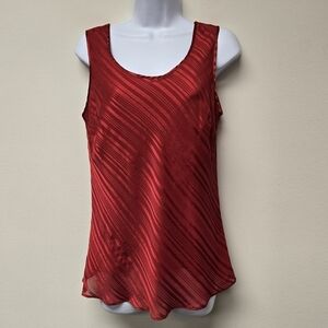 Cabernet Sleeveless Stripe Tank Top Blouse Red S